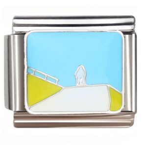 Standing Figure on Blue Sky Path Italian Charms Bracelet