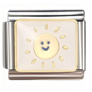 Smiling Sun Emblem Italian Charms Bracelet