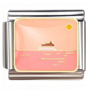 Pink Sunset Boat Italian Charms Bracelet