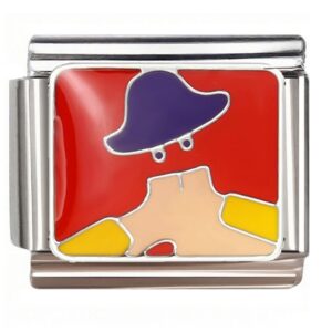 Purple Hat Silhouette Design Italian Charms Bracelet