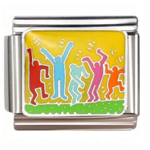Vibrant Dancing Silhouettes Italian Charms Bracelet