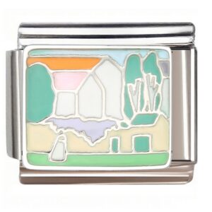 Pastoral Color Block Landscape Italian Charms Bracelet