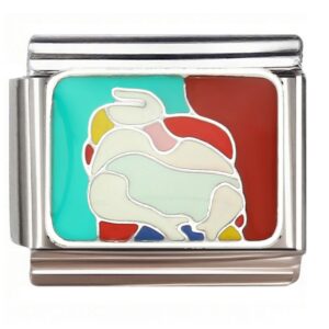 Stylized Rabbit Color Blocks Italian Charms Bracelet