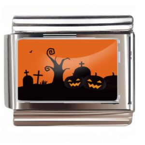 Halloween Graveyard Jack-o'-lanterns Italian Charms Bracelet