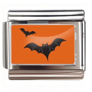 Orange Halloween Bats Italian Charms Bracelet