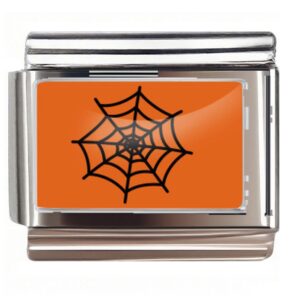 Orange Spider Web Italian Charms Bracelet