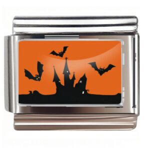 Haunted Castle & Bats Halloween Italian Charms Bracelet