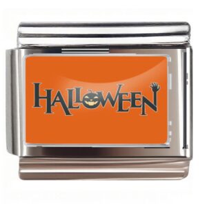 Halloween Pumpkin Hand Text Italian Charms Bracelet