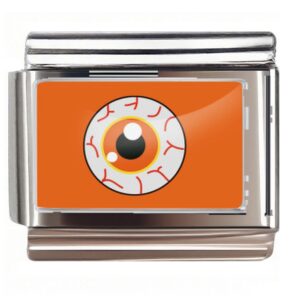 Orange Halloween Eyeball Italian Charms Bracelet