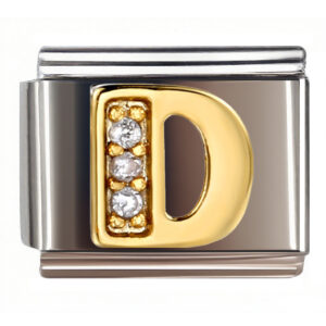 D Diamond Gold Letter Italian Charms Bracelet