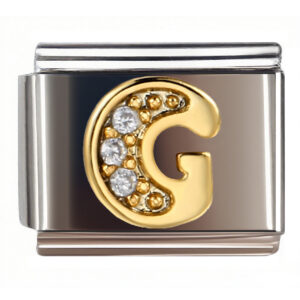 G Diamond Gold Letter Italian Charms Bracelet