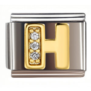 H Diamond Gold Letter Italian Charms Bracelet