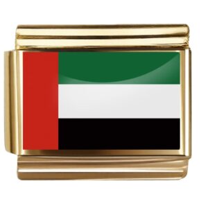 Golden Flag Charm of United Arab Emirates For Italian Charm Bracelet