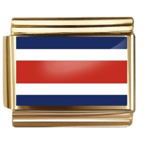 Golden Flag Charm of Costa Rica For Italian Charm Bracelet