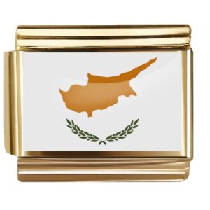 Golden Flag Charm of Cyprus For Italian Charm Bracelet