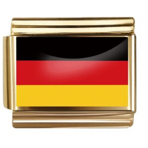 Golden Flag Charm of Germany For Italian Charm Bracelet