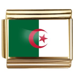 Golden Flag Charm of Algeria For Italian Charm Bracelet