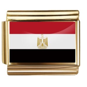 Golden Flag Charm of Egypt For Italian Charm Bracelet