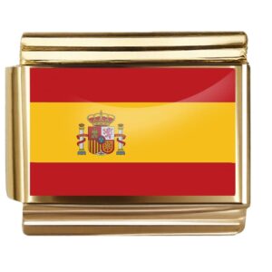 Golden Flag Charm of Spain For Italian Charm Bracelet