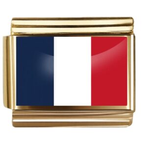 Golden Flag Charm of France For Italian Charm Bracelet