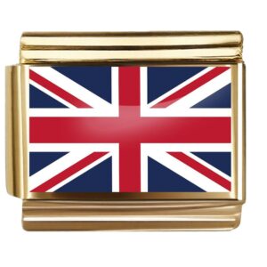 Golden Flag Charm of UK For Italian Charm Bracelet
