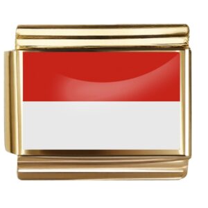 Golden Flag Charm of Indonesia For Italian Charm Bracelet