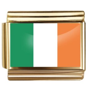 Golden Flag Charm of Ireland For Italian Charm Bracelet