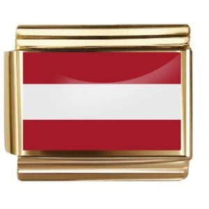 Golden Flag Charm of Austria For Italian Charm Bracelet