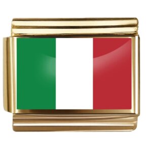 Golden Flag Charm of Italy For Italian Charm Bracelet