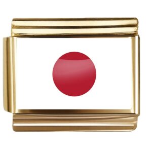Golden Flag Charm of Japan For Italian Charm Bracelet