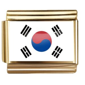 Golden Flag Charm of South Korea For Italian Charm Bracelet