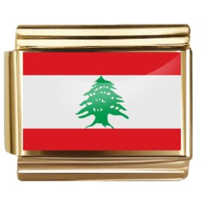 Golden Flag Charm of Lebanon For Italian Charm Bracelet