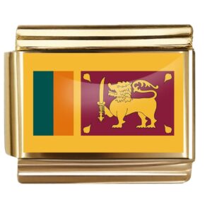 Golden Flag Charm of Sri Lanka For Italian Charm Bracelet