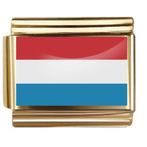 Golden Flag Charm of Luxembourg For Italian Charm Bracelet