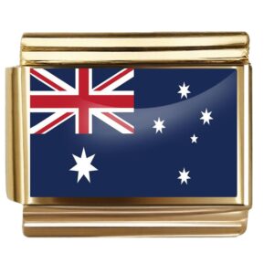 Golden Flag Charm of Australia For Italian Charm Bracelet