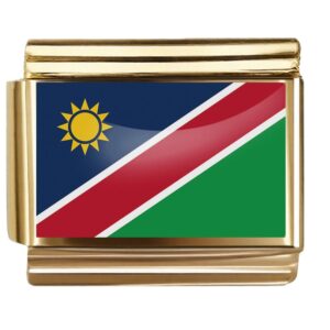 Golden Flag Charm of Namibia For Italian Charm Bracelet