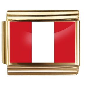 Golden Flag Charm of Peru For Italian Charm Bracelet