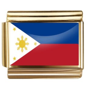 Golden Flag Charm of Philippines For Italian Charm Bracelet