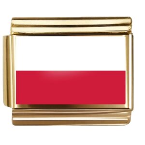Golden Flag Charm of Poland For Italian Charm Bracelet