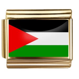 Golden Flag Charm of Palestine For Italian Charm Bracelet