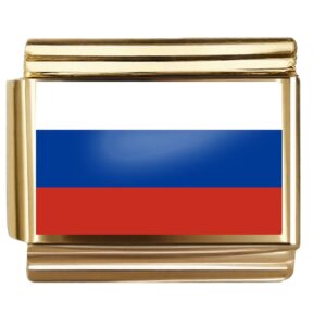 Golden Flag Charm of Russia For Italian Charm Bracelet
