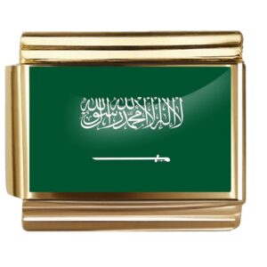 Golden Flag Charm of Saudi Arabia For Italian Charm Bracelet