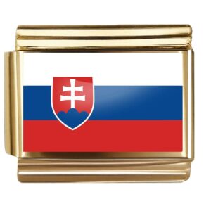 Golden Flag Charm of Slovakia For Italian Charm Bracelet