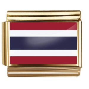 Golden Flag Charm of Thailand For Italian Charm Bracelet