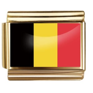Golden Flag Charm of Belgium For Italian Charm Bracelet