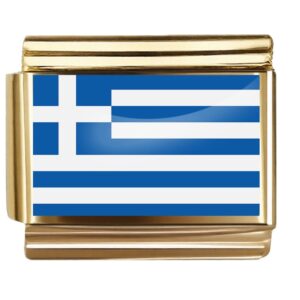 Golden Flag Charm of Greece For Italian Charm Bracelet