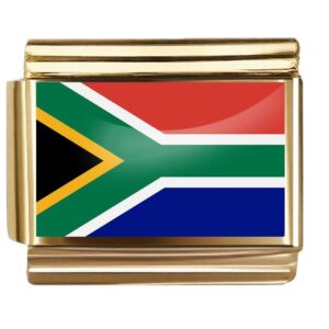 Golden Flag Charm of South Africa For Italian Charm Bracelet