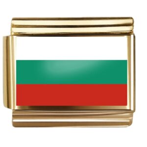 Golden Flag Charm of Bulgaria For Italian Charm Bracelet
