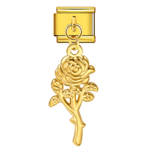 Gold Rose Italian Charms Bracelet