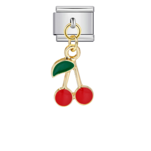 Red Outlined Cherry Pair Pendant